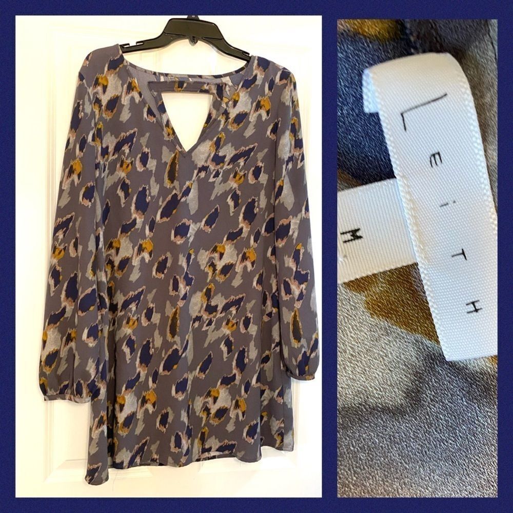 Leith long sleeve dress leopard print size medium